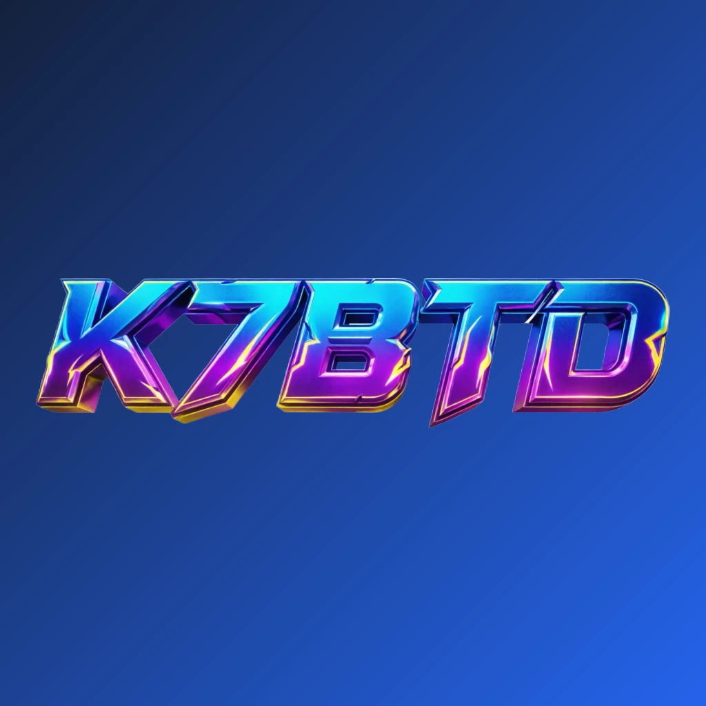 K7BTD bold gaming logo featuring strong 3D lettering in energetic colors with a modern esports-inspired horizontal rectangular wordmark on a transparent background
